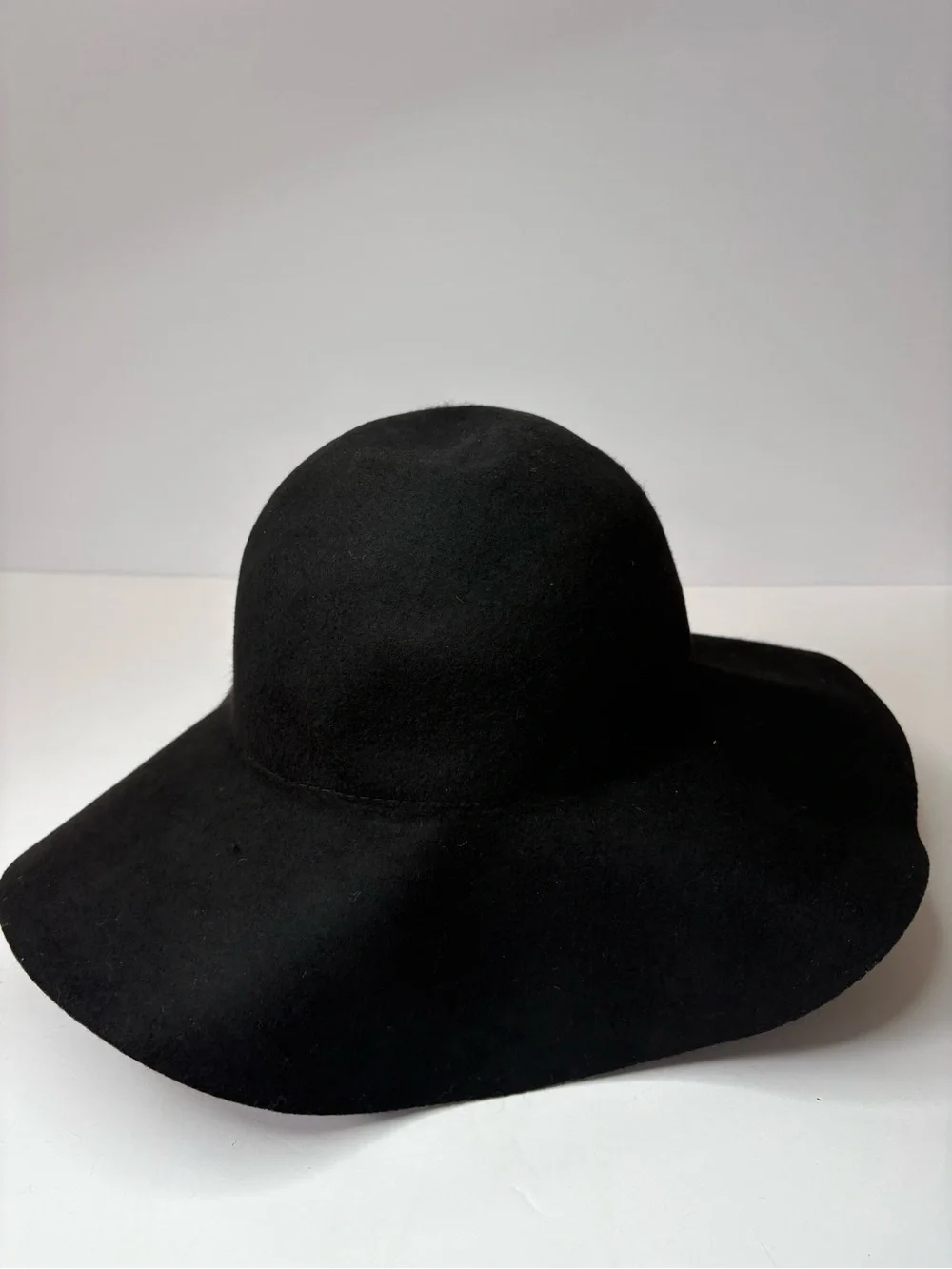 J.Crew 100% Wool Felt Hat M-L Black Floppy Boho Wide‎ Brim South Western Cowgirl